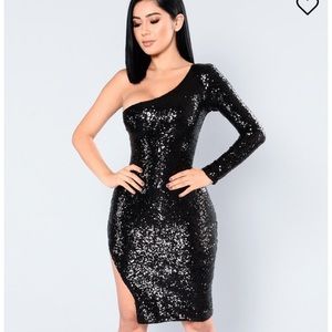 NWT Fashion Nova Sequin Black Dress